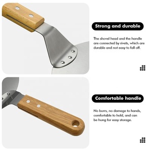 Spatule à pizza en acier inoxydable avec manche en bois, 10/12 pouces, outils pour la pâtisserie, outil de transfert pour pizza - Product Image 3