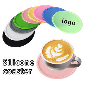 Food Grade <b>Silicone</b> Round Cup Coaster Custom Logo Non Slip Heat Resistant Waterproof For Home Kitchen Bar Coffee Shop Use - Product Image 1