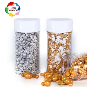 Golden and silvery artificial color and natural pigment edible sugar beads bakery ingredients manufacturer for cake decoration