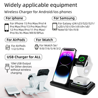 Station de charge électrique sans fil 4-en-1 avec QC3.0 et Type-C pour iPhone 15 Pro Max/14/13 Series pour I Watch LED Night Light