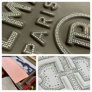 Parches de diamantes de imitación termoadhesivos con letras en relieve de fieltro no tejido para ropa, accesorios personalizados para prendas, piedras DMC de prensado en caliente - Product Image 1