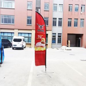 Custom Premium Windless Knife Feather <b>Flag</b> Tear Drop <b>Flags</b> With Pole Base Ground Spike - Product Image 1