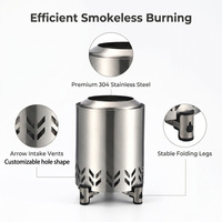Brasero de table portable mini, faible émission de fumée, en acier inoxydable 304, pour brûler des granulés de bois, foyer sans fumée, poêle à bois