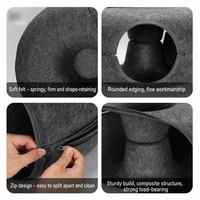 USMILEPET Tunnel pour chat en feutre, lit rond en forme de donut, jouet tunnel pour chat, couleur personnalisée, nid douillet toutes saisons, maison de jeu pour chaton, tunnel-nid pour animaux de compagnie