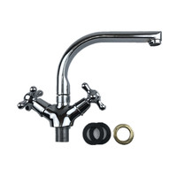 Robinet en zinc à double poignée, mélangeur d'eau pour cuisine et salle de bain, robinet mélangeur à double ouverture monté sur le plan de travail
