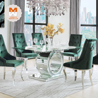 Table d'appoint de salle à manger luxueuse avec miroir scintillant