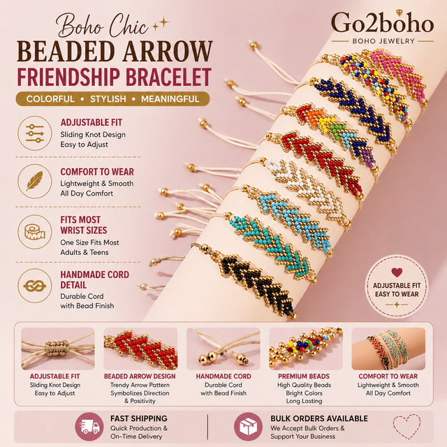Go2boho Summer Women New Colorful Arrow Fashion Woven & Braided Chain Wholesale Quality Delicate Handcrafted Bracelets
