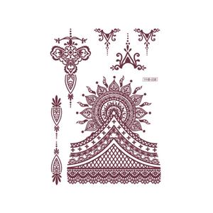Tatouage temporaire au henné pour le corps, motifs floraux réalistes, imperméable, effet peeling, pour femmes, mains, marron - Product Image 5