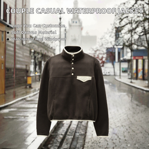 Couple Casual Solid Dyed Embroidery Patchwork Soft Outdoor Versatile Regular Waterproof Breathable <b>Canvas</b> Zippered Spring <b>Jacket</b> - Product Image 2
