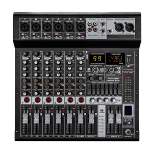 Konsol Mixer Audio Kontroler <span class=keywords><strong>DJ</strong></span> 6 Saluran NX6P dengan Bodi Logam, 99 Efek DSP Terintegrasi, EQ 3-Band - Profesional untuk Penggunaan di Gereja - Product Image 1