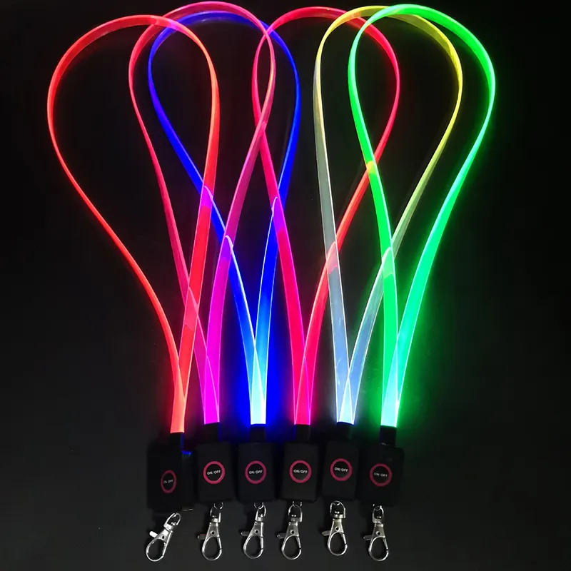 TPU LED 깜박이 끈 목걸이 빛나는 lanyards 깜박이 LED 조명