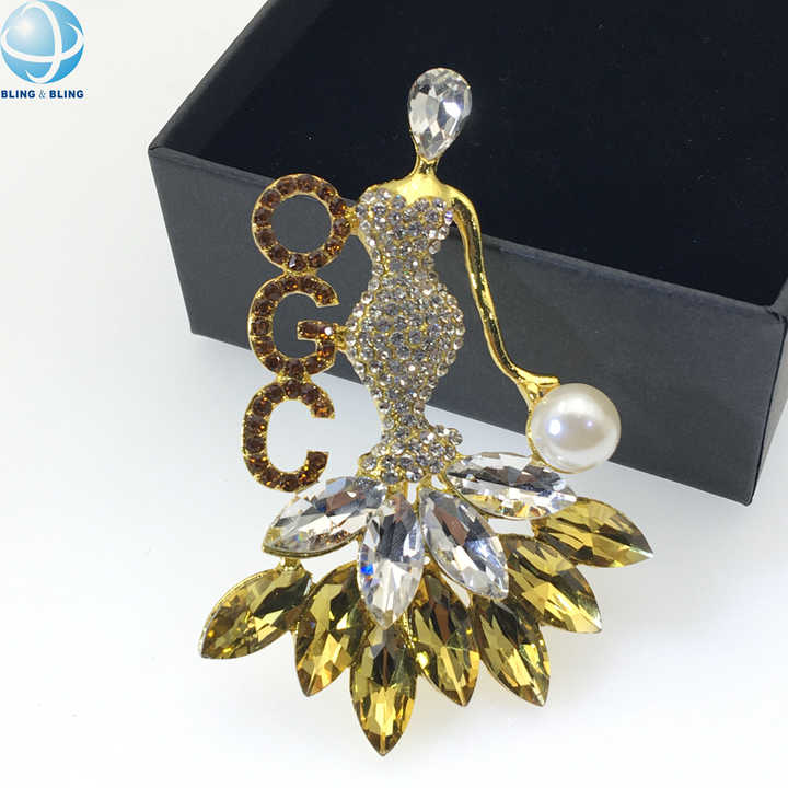 gold brooch for dress Women's gold diamond magnolia flower brooch-dress-scarf safety pin main image 1