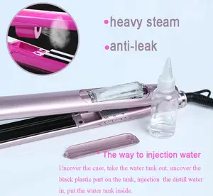 Professional Hair Irons Factory PTC Fast Heating Flat Iron Electric Vapor Steam 2 In 1 Hair Straightener And Curler