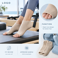 Chaussettes de studio antidérapantes à bout ouvert, coupe basse, avec grip intégral pour le pilates, ajustement parfait, gradation de taille, lavables