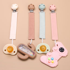 Vente en gros de nouveaux matériaux pince-sucette portable en coton pour bébé pinces binky neutres universellement adaptées à toutes les sucettes pour jouets de bébé - Product Image 4