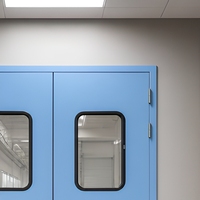 Porte industrielle moderne en acier à double ouverture, robuste, avec panneau de verre visible, bien étanche, pour salle blanche, vente directe usine OEM/ODM