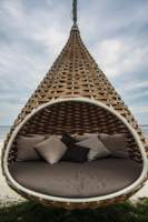Fábrica de alta calidad Patio de ratán Muebles de Jardín mimbre Nido de Pájaro en forma de sofá cama al aire libre tumbona cama de día
