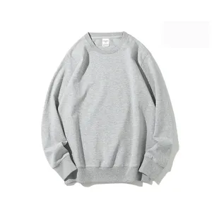 Bán Buôn Custom Made Logo In Đồng Bằng Trống Dài Tay Áo Crewneck Áo Thun Đen Trắng Unisex Người Đàn Ông Phụ Nữ Bông Mùa Đông Áo