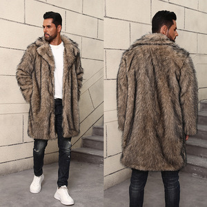 Manteau en fausse fourrure de renard pour <span class=keywords><strong>homme</strong></span>, coupe longue, style coupe-vent, pour l'automne et l'hiver, imitation vison - Product Image 5