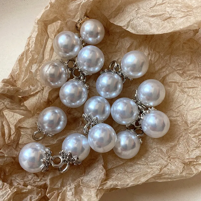 Botones de perlas de alta calidad, cuentas de perlas Vintage para ropa, decoración de camisa, 10MM