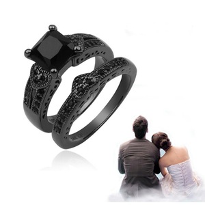 Nouveauté 2025 : Bagues de mariage vintage en zircone noire <span class=keywords><strong>pour</strong></span> couples, motif cœur, <span class=keywords><strong>pour</strong></span> hommes et femmes - Product Image 4