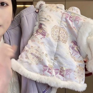 Tongxingyuan Girls Chinese Style Two Piece Set Fleece Winter New Year Outfit Baby Girls Traditional Clothing - Product Image 3
