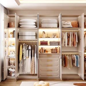 Luxury Built-in <strong>Closet</strong> LED Lighting Customizable Bedroom Storage Wardrobe with Hanging Rods Drawers Large Organizer Cabinet - Product Image 1