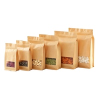 En stock, sachets refermables biodégradables, anti-odeurs, à fermeture éclair, en mylar, pour l'emballage alimentaire, sacs en papier kraft brun, OEM/ODM