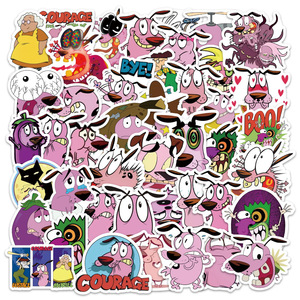 54 autocollants en <span class=keywords><strong>PVC</strong></span> avec logo <span class=keywords><strong>de</strong></span> dessin animé Courage le chien lâche pour bouteilles, ordinateurs portables, décoration, anime TV classique, imperméables - Product Image 1