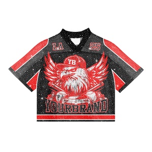 <span class=keywords><strong>Maglia</strong></span> da Football Americano Vintage Personalizzata Stile Streetwear con Stampa a Sublimazione Logo Marchio e Nome Club Taglio Boxy Crop in Tessuto a Rete - Product Image 5