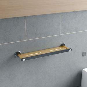 Étagère de salle de bain d'angle au design classique en or noir, à un seul niveau, en acier inoxydable 304, montage mural, durable, poli, support de rangement - Product Image 2