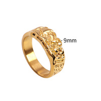AOFEI Mode Minimalisme En Acier Inoxydable 18k Plaqué Or Rétro Haute Texture Martelé Anneau Pour Les Femmes Étanche Bijoux
