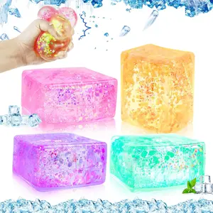 PT 2024 Nuevos productos Cubo de hielo Squishy Fidget Toy Stress Cube 3 Pack - Squishy Fidget Toy Cool Ice Cube 4cm Squishy Toy