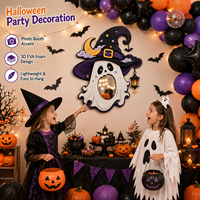 Décoration d'Halloween pour Porte et Fenêtre : Miroir Suspendu en EVA, Chapeau de Sorcière Fantôme Adorable, Lune, Étoile et Chauve-souris