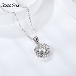 Starsgem 1ct Brilliant Snowflake Pendant <b>Necklace</b> DEF Lab Grown Diamond VVS Rhodium Plated 925 Sterling Silver Fine Jewelry - Product Image 3
