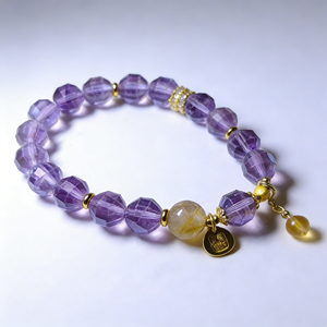 สายลูกปัดคริสตัลสีม่วง ได้รับการอวยพรด้วยโชคลาภแห่งไฟของทั้งเก้าบุตร และพลังสีม่วงมงคลที่มาจากทิศตะวันออก - Product Image 3