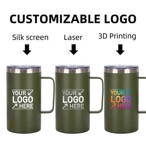 Custom logo 24oz Vacuum 304 Stainless Steel Insulated Camping Tumbler Cup <b>Large</b> Capacity Portable Travel Coffee Mug with Handle - Product Image 6