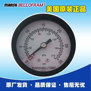 Manomètre analogique Marsh Bellofram J2042 0-30 psi 0-210 kPa Fabriqué aux États-Unis - Product Image 1