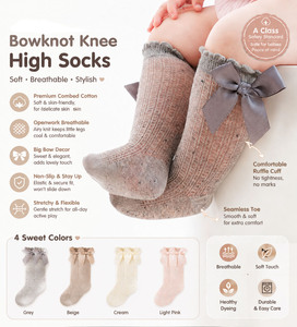 <span class=keywords><strong>Calcetines</strong></span> de Bebé Cómodos para el Verano, con Lazo Grande, Bonitos, Suaves para la Piel, con Volantes, Transpirables - Product Image 1
