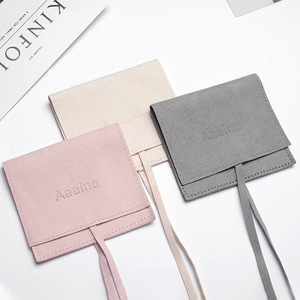 Nueva llegada, gran oferta: Bolsa de almacenamiento de microfibra con logo personalizado para joyas, bolsa con lazo para guardar monedas, collares y pulseras. - Product Image 4