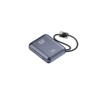 Batterie externe portable avec logo personnalisé, 20000 mAh, coque métallique vernie carrée, câble intégré, chargeur rapide PD 22,5 W