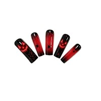 Ongles à presser carrés Halloween, motif dégradé noir et rouge, visage de fantôme, citrouille, araignée, 24 pièces, logo personnalisable, tendance