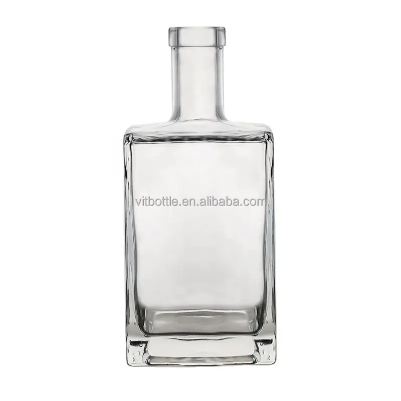 Top Grade High End Square Shape 700ml 750ml 1.75l Gin Whiskey glass Bottle