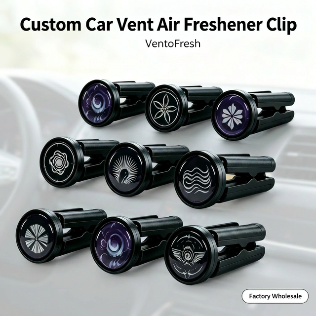 Custom Logo Car Air Freshener Vent Clips Plastic Car Air Conditioner Outlet Diffuser Clip DIY Printed Pattern Fragrance Holder