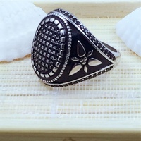 Bague personnalisée vintage en argent sterling 925 plaqué rhodium avec pierre précieuse noire pour homme, bague de mariage et de fiançailles