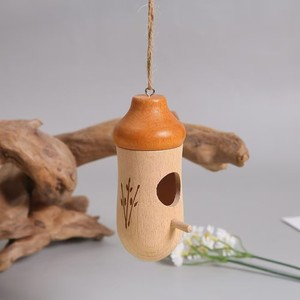 Casa de Pájaros de Madera, Decoración para Exteriores, Comedero para Colibríes, Nido de Pájaros Rústico Colgante, Cabaña para Pájaros, Colgante de Nido de Pájaros DIY - Product Image 2