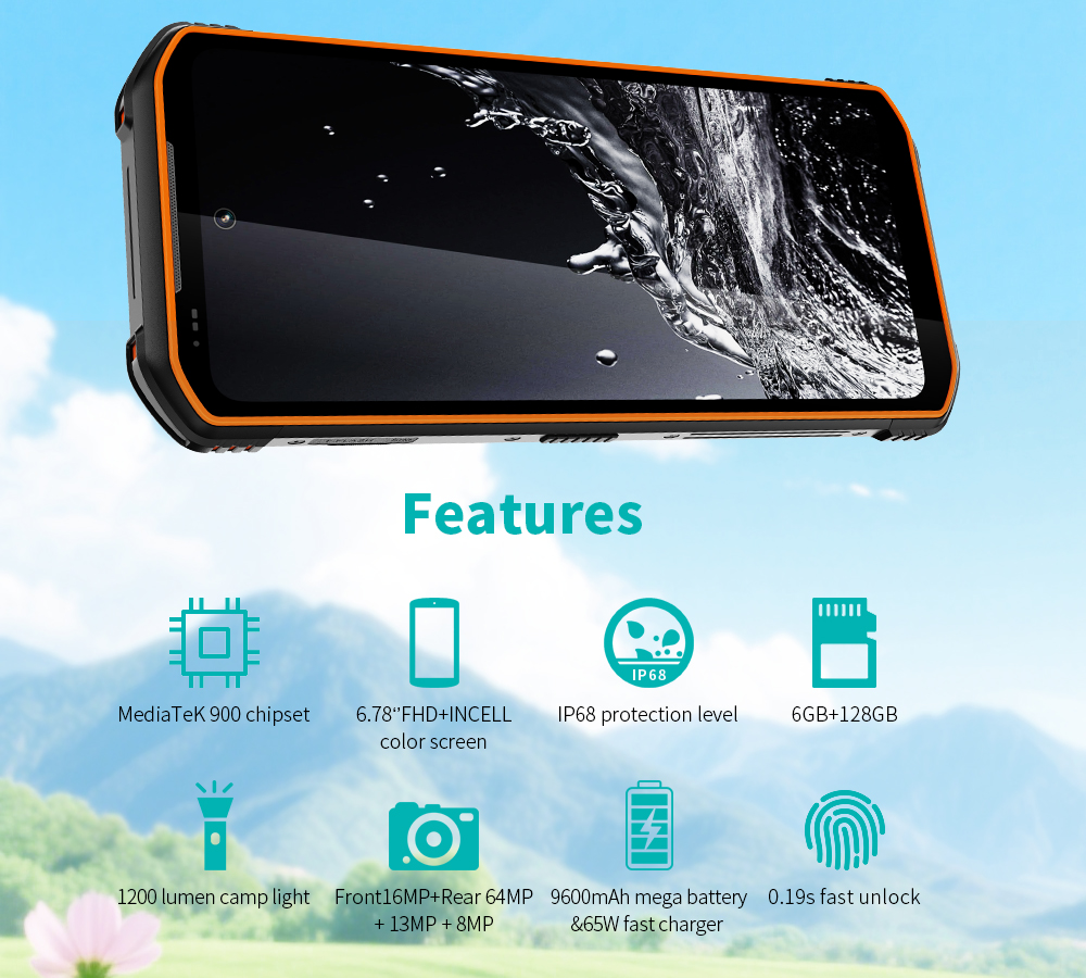 Rugged Android Phone: 8GB RAM, 256GB Storage, 64MP Camera, 8000mAh
