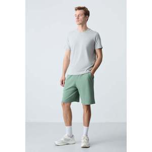 Shorts pour homme en coton vert clair, épais, doux, texturé, coupe standard, basique - 81278 - Cactus - Product Image 2