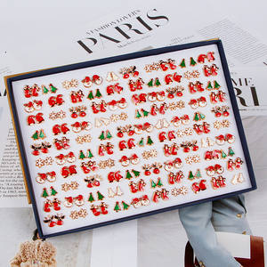 Оптовый набор модных и уникальных детских пластиковых серег в форме сердца и цветов (100 пар) - Product Image 2