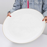 Assiette plate ronde en céramique blanche unie de luxe minimaliste de haute qualité pour la vente en gros, 6/8/9/10 pouces, plat de service pour dîner, pour hôtel et maison
